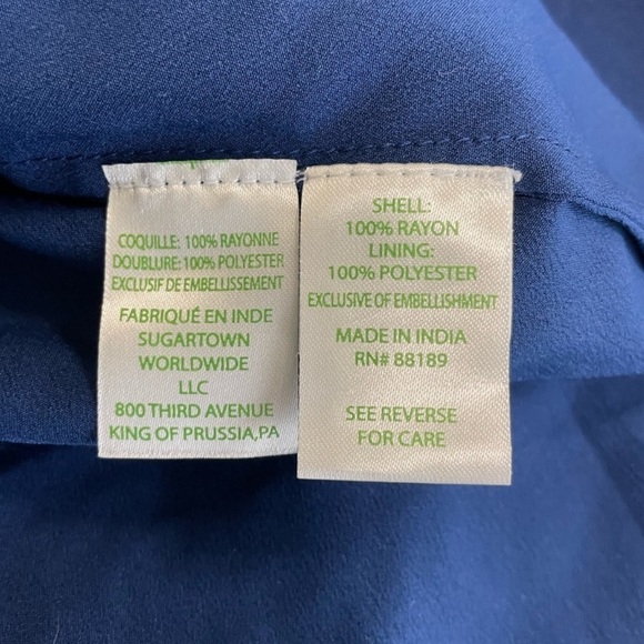 Lilly Pulitzer Lorna navy beaded trapeze dress, size S swing crinkle event boho - Picture 8 of 8